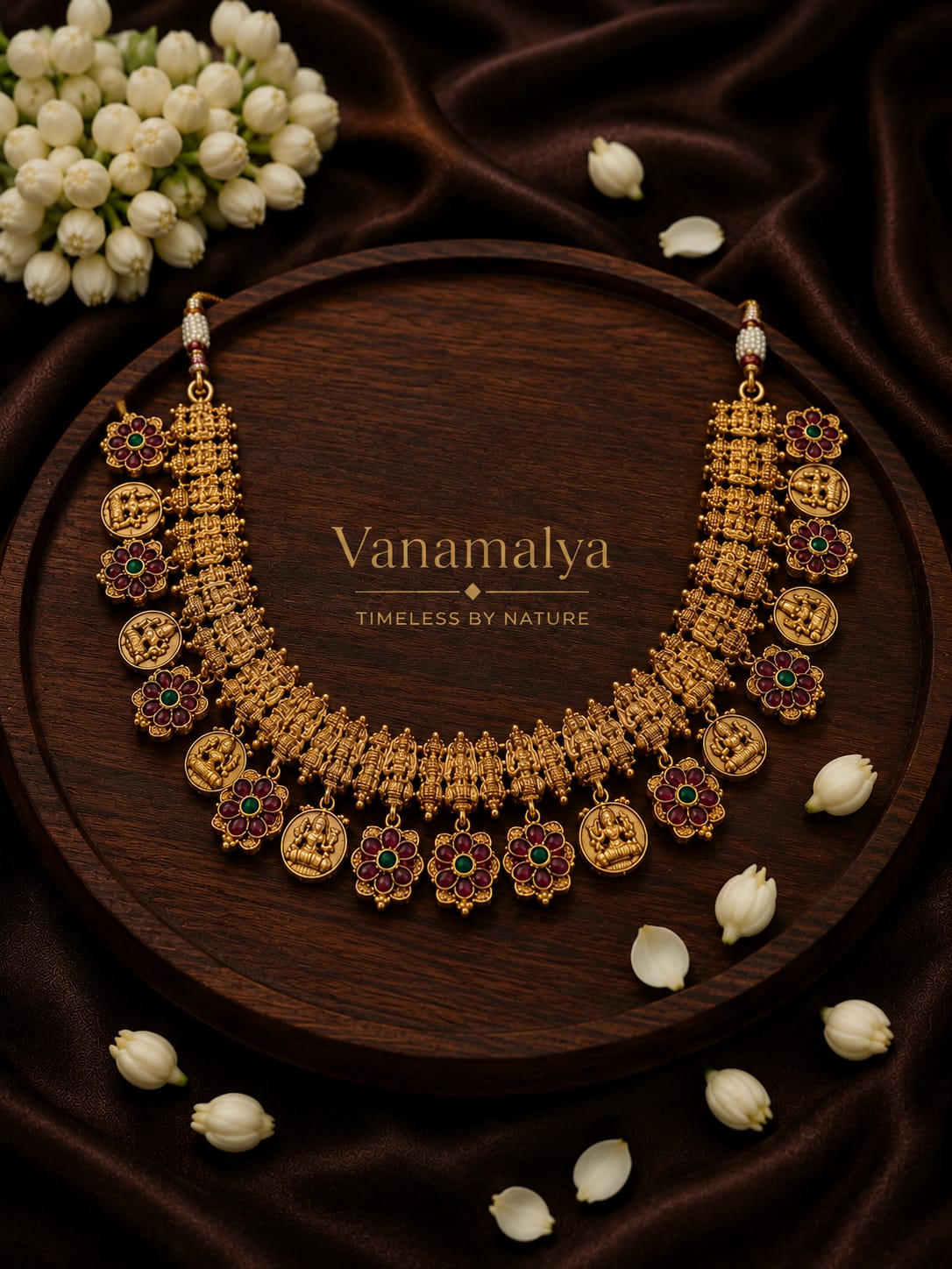Kasturi Temple Necklace Set — gold-toned imitation jewellery by Vanamalya