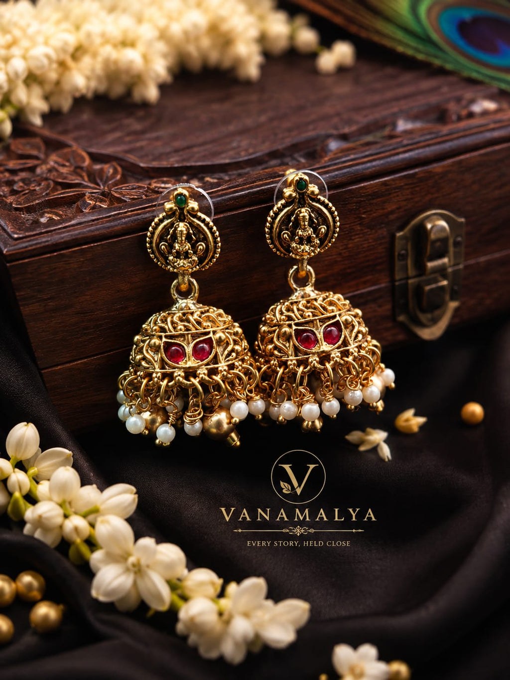 Ananya Jhumka Earrings — gold-toned imitation jewellery by Vanamalya