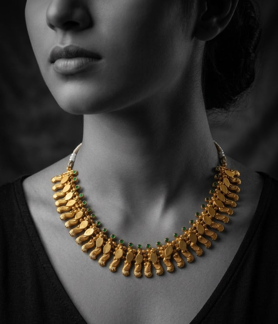 Mango Motif Temple Necklace — gold-toned imitation jewellery by Vanamalya
