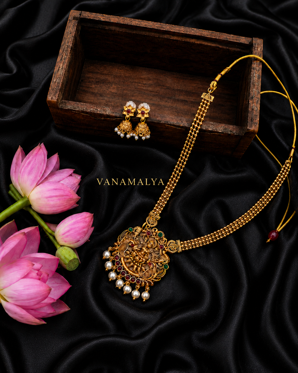 Peacock Medallion Necklace & Jhumka Set — view 2