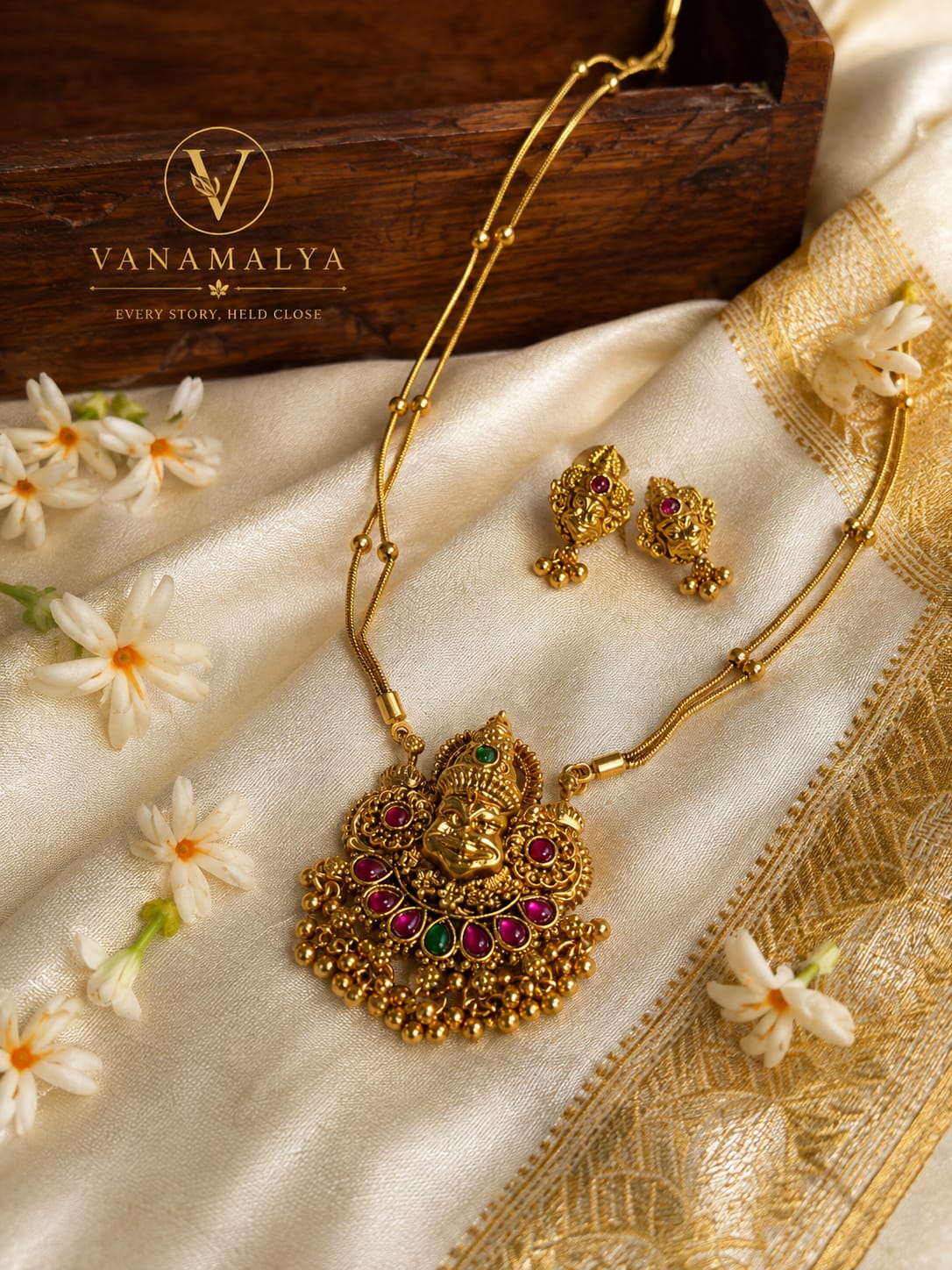 Kathakali Pendant Necklace — gold-toned imitation jewellery by Vanamalya