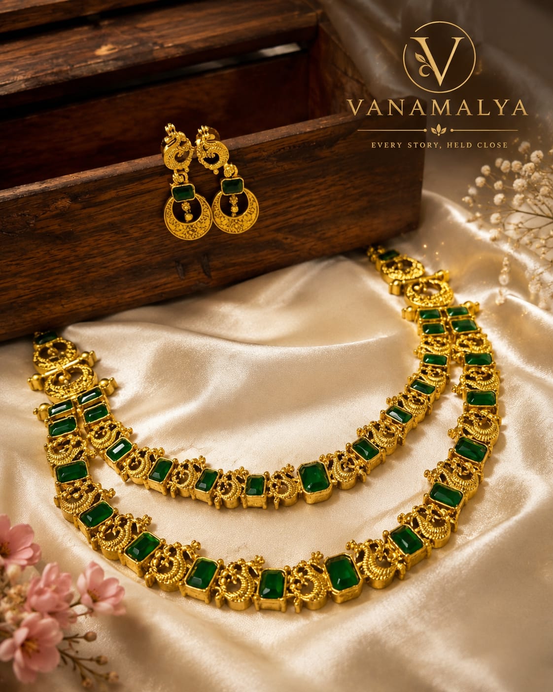 Haritha Layered Necklace — gold-toned imitation jewellery by Vanamalya