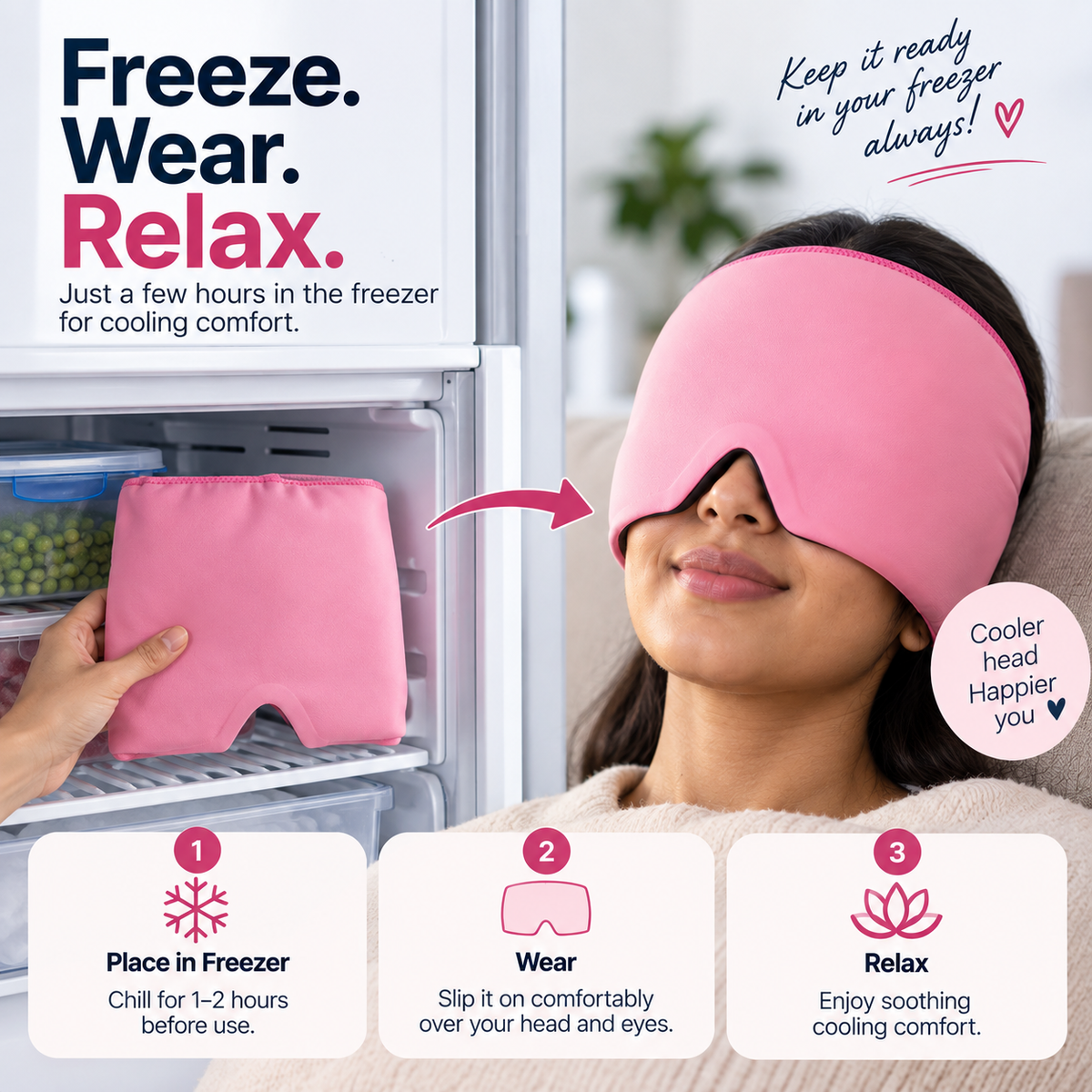 Migraine Relief Cap – Reusable Cold Therapy Head Wrap