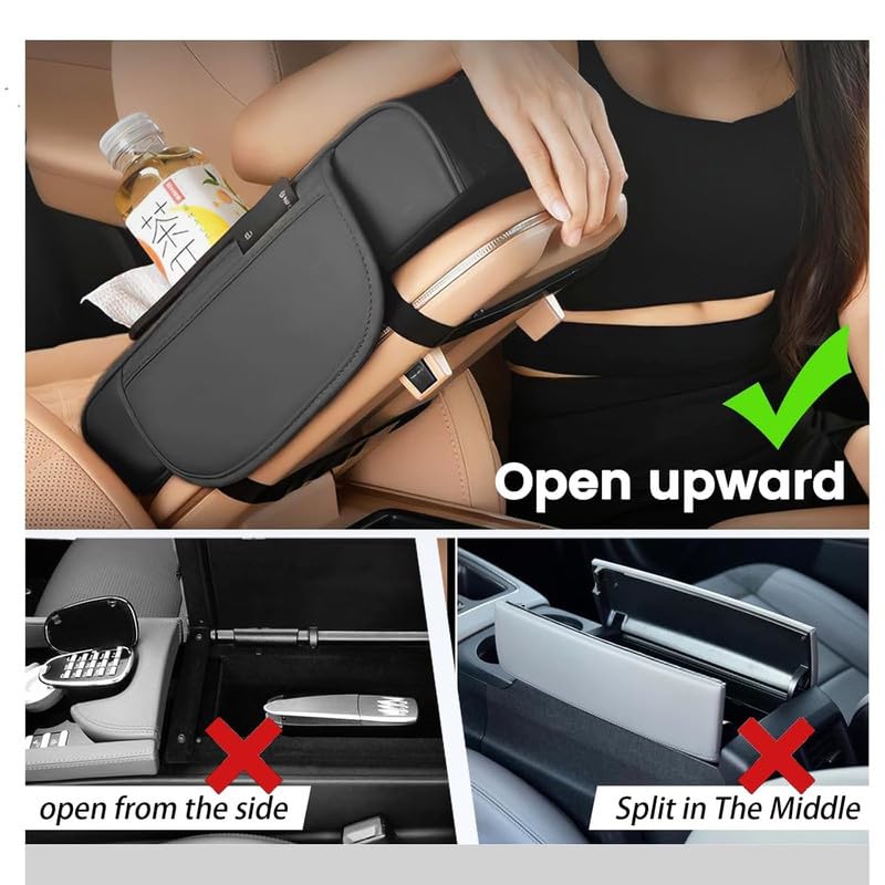 5-in-1 Universal Car Armrest Cushion & Center Console Organizer with Cup Holders**