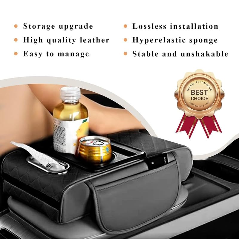5-in-1 Universal Car Armrest Cushion & Center Console Organizer with Cup Holders**