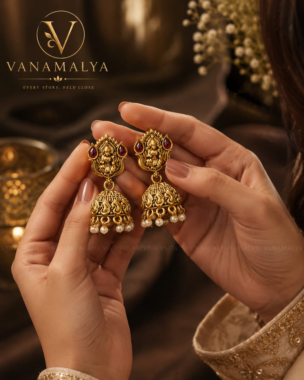 Devi Vaibhavam Antique Temple Jhumka Earrings